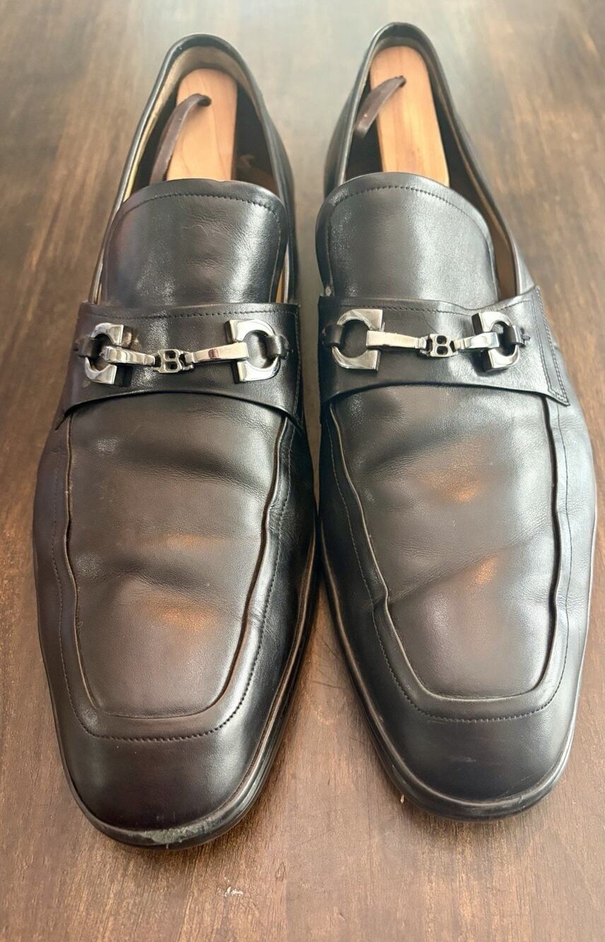 Bally Bit Mens Loafers Size US 11 E / EU 45 in Black Leather Great Shape!